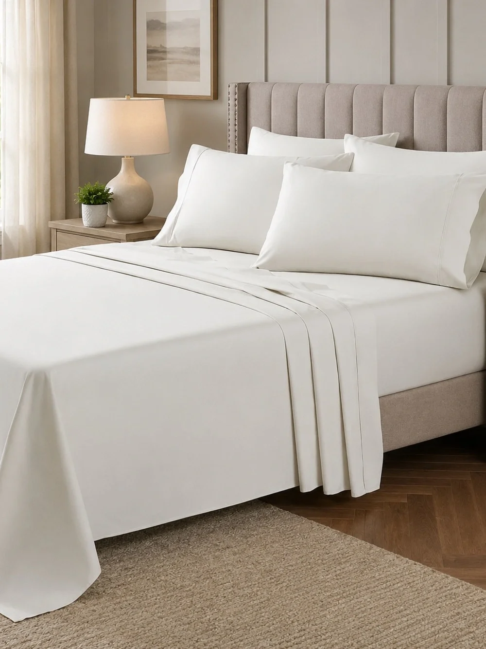 Therapedic THERALuxe Peached Percale 300-Thread Queen Sheet Set - Cream